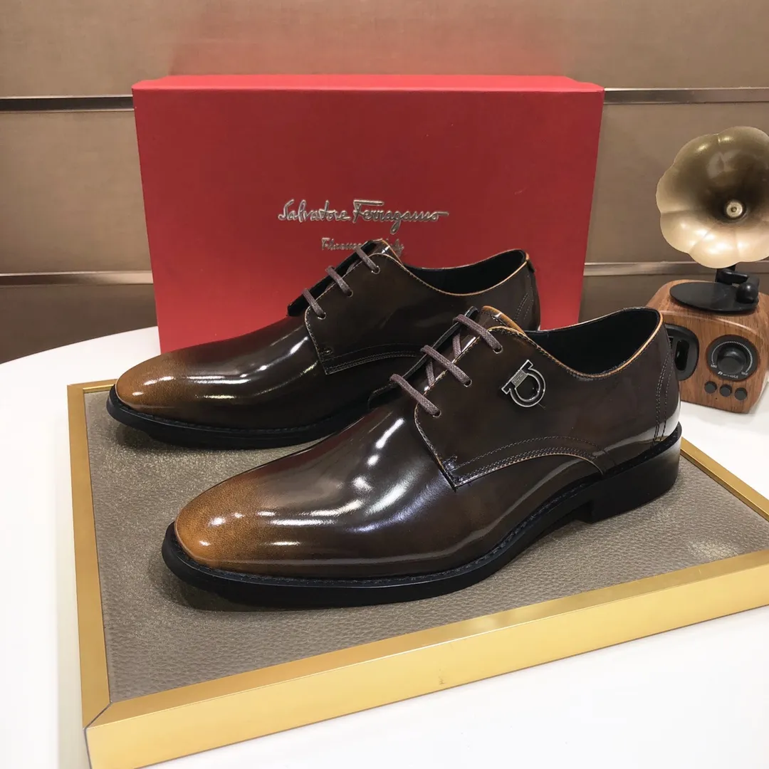 Men's shoes 💰540💰[Ferragamo/Ferragamo] (high-end Niuli) New 🍀 Ferragamo* - top version Ferragamo's classic formal leather shoes! Made of imported original cowhide, the inner top layer is comfortable cowhide lining! Original wear-resistant rubber outsole! High quality products! Code number 38-44!